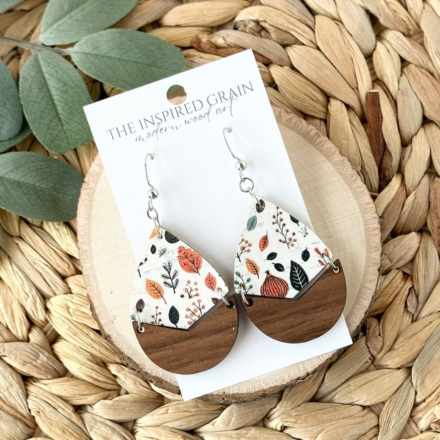 Split Teardrop Earrings - Fall Leaves