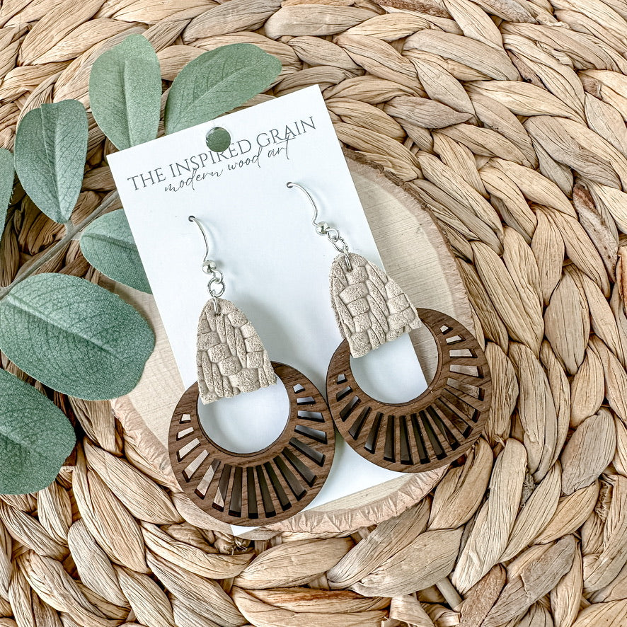 Radial Hoop Earrings - Buff Knit