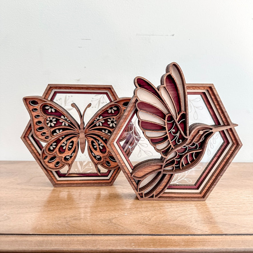 Floral Cross Hexagon Shadowbox