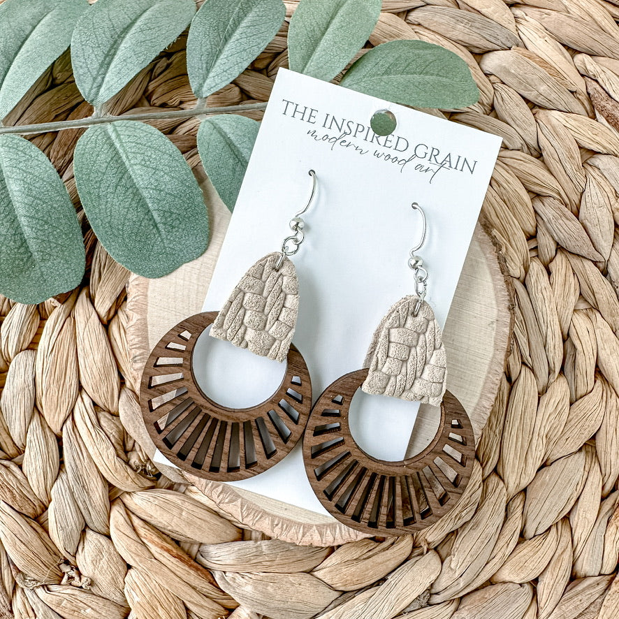 Radial Hoop Earrings - Buff Knit