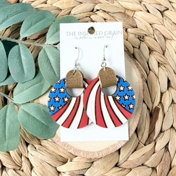 Leather Hoop Earrings - American Flag