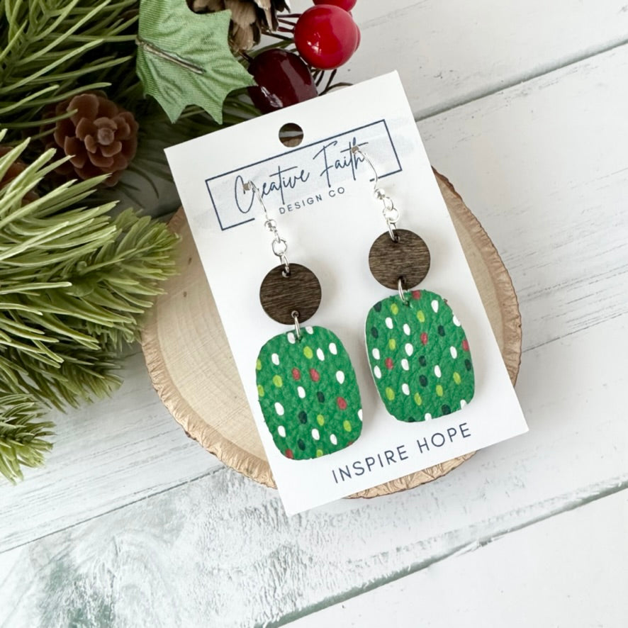 Rectangle Round Earrings - Holiday Rain