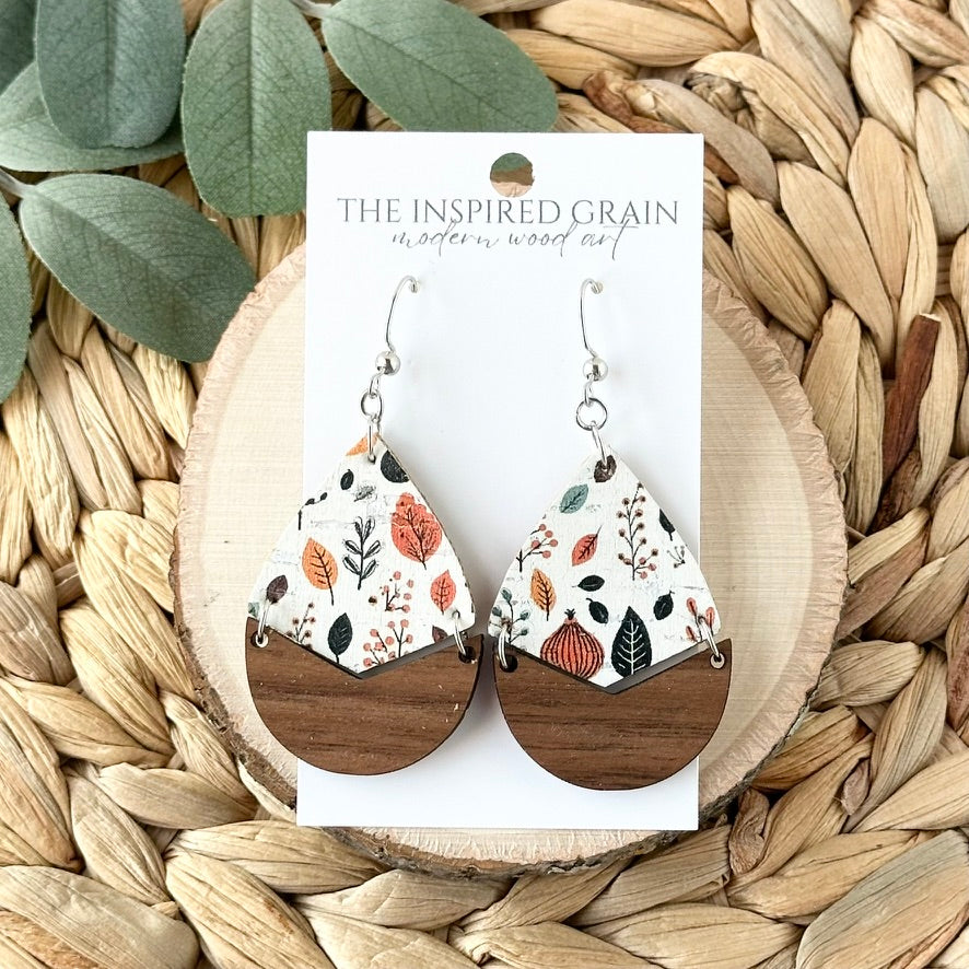 Split Teardrop Earrings - Fall Leaves