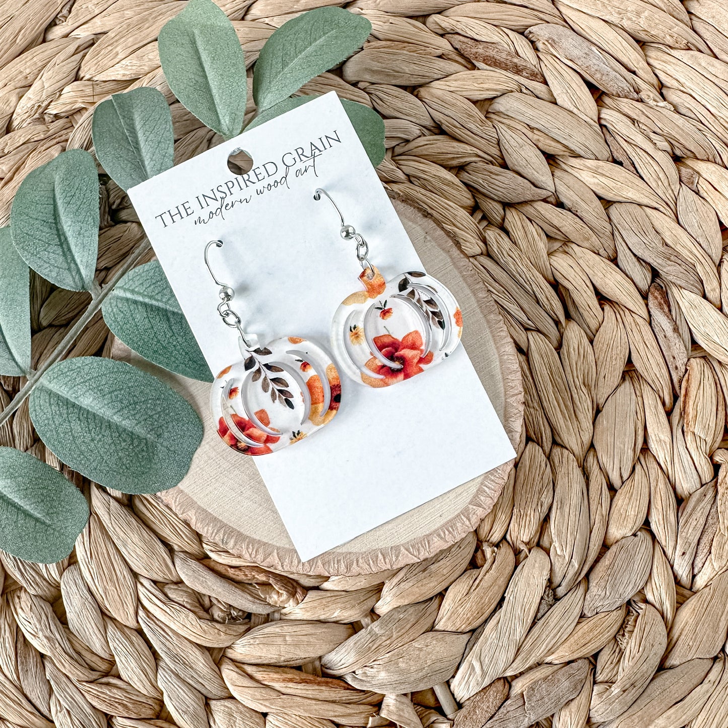 Pumpkin Earrings - fall floral
