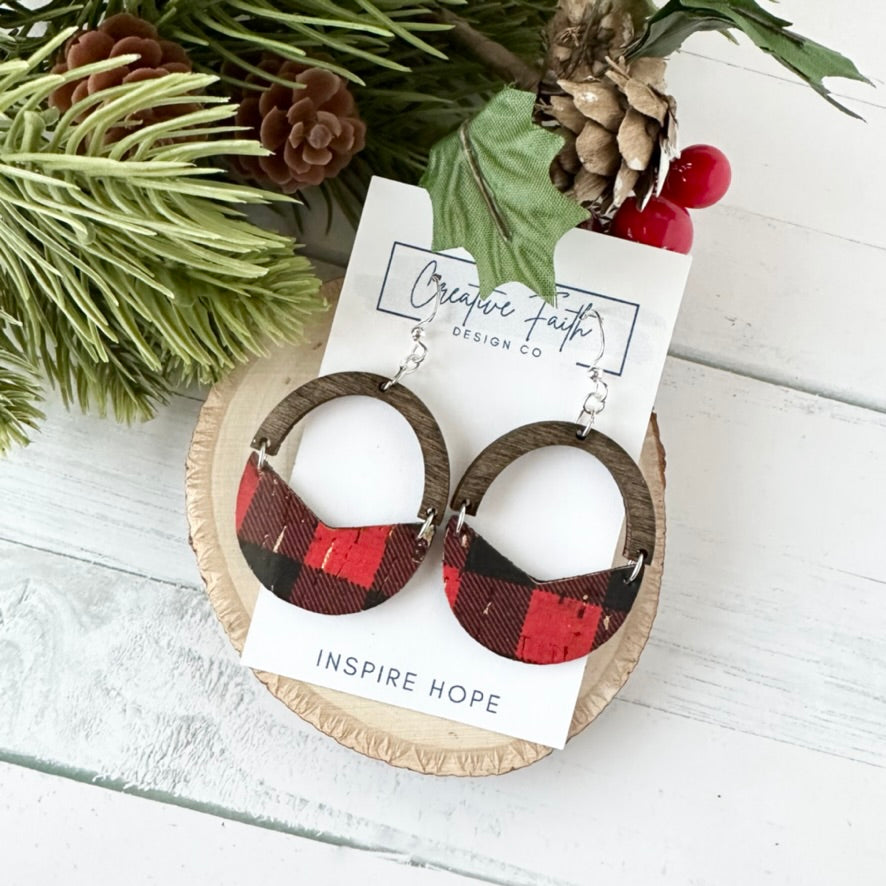 Split Arch Earrings - Buffalo Plaid