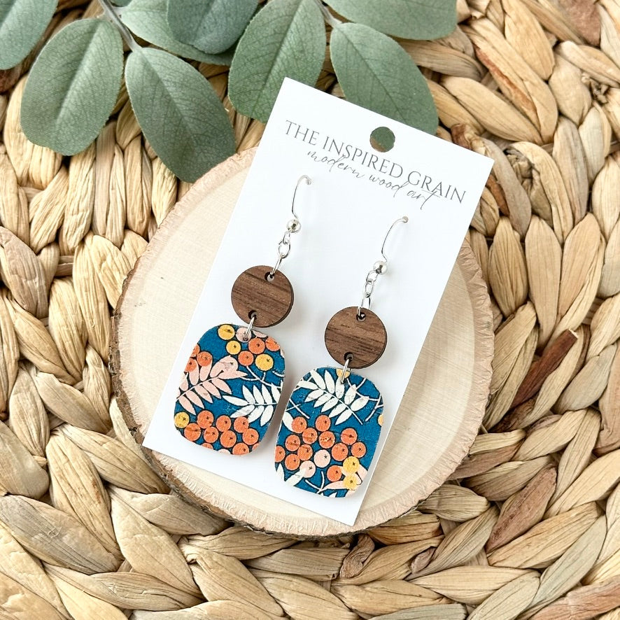 Rectangle Round Earrings - Fall Berries
