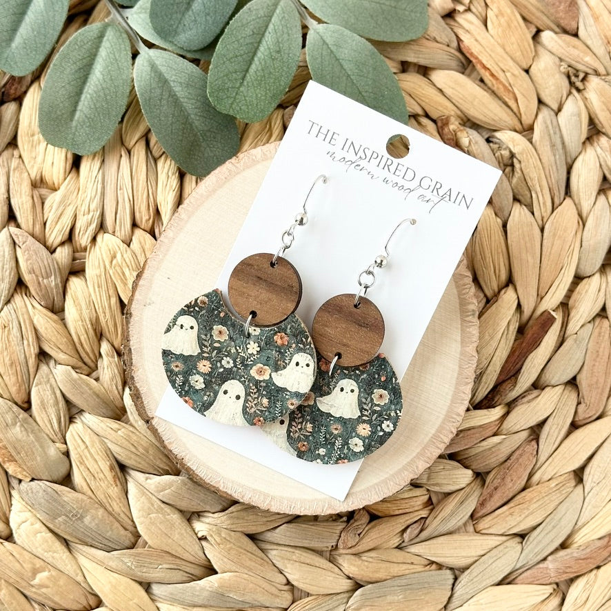 Half Moon Earrings - Floral Ghost