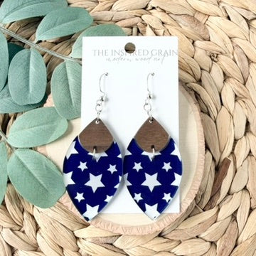 Split Petal Earrings - Navy Stars