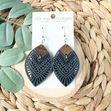 Mandala Teardrop Earrings - Midnight Navy