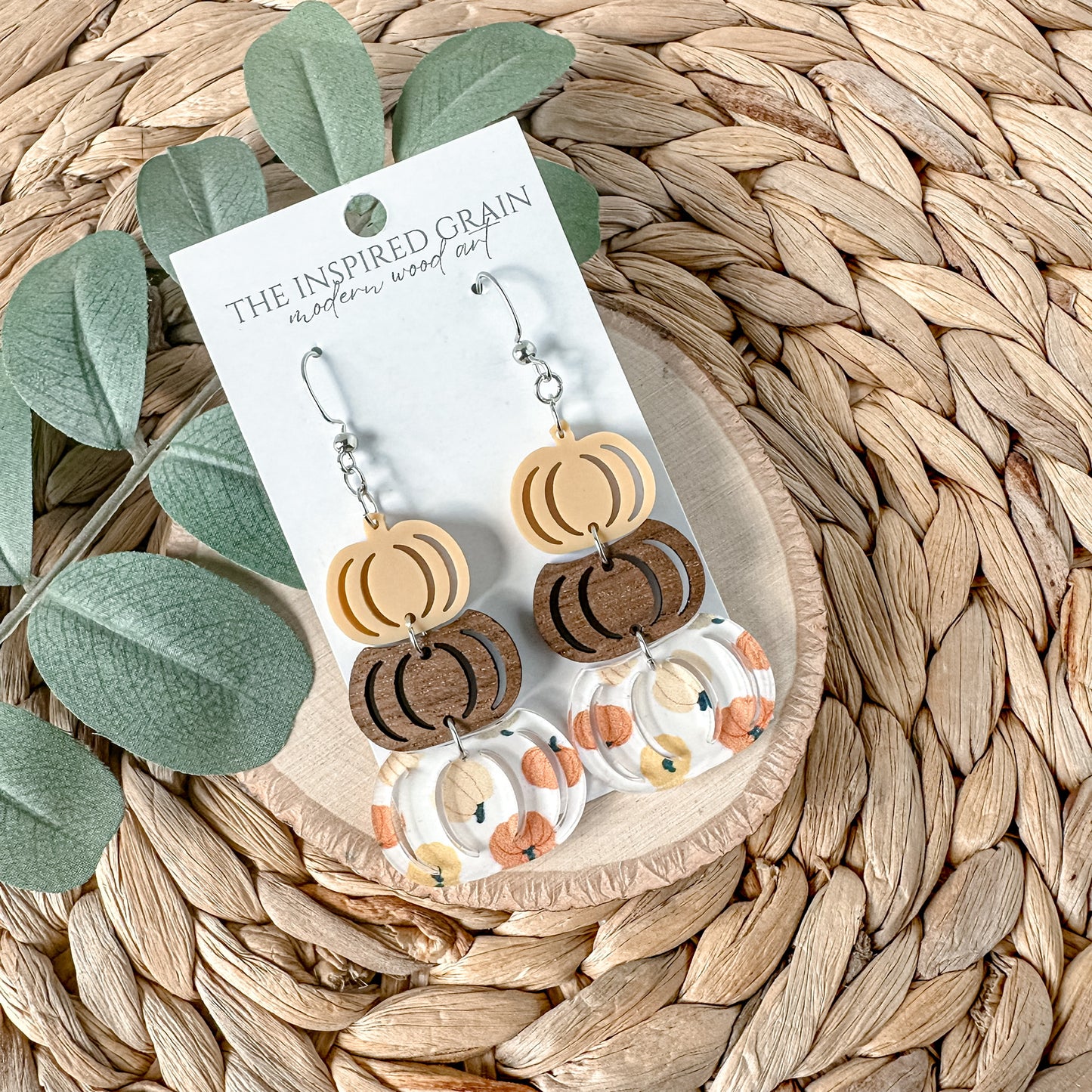 Pumpkin Stack Earrings - mustard