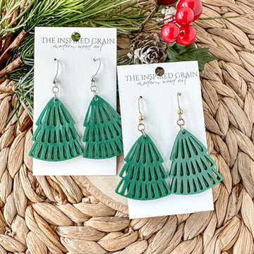 Christmas Tree Earrings - Shimmer Green