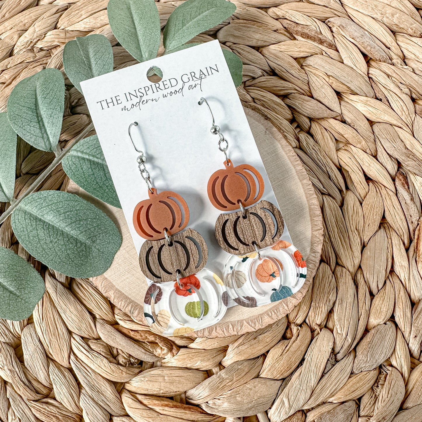 Pumpkin Stack Earrings - orange