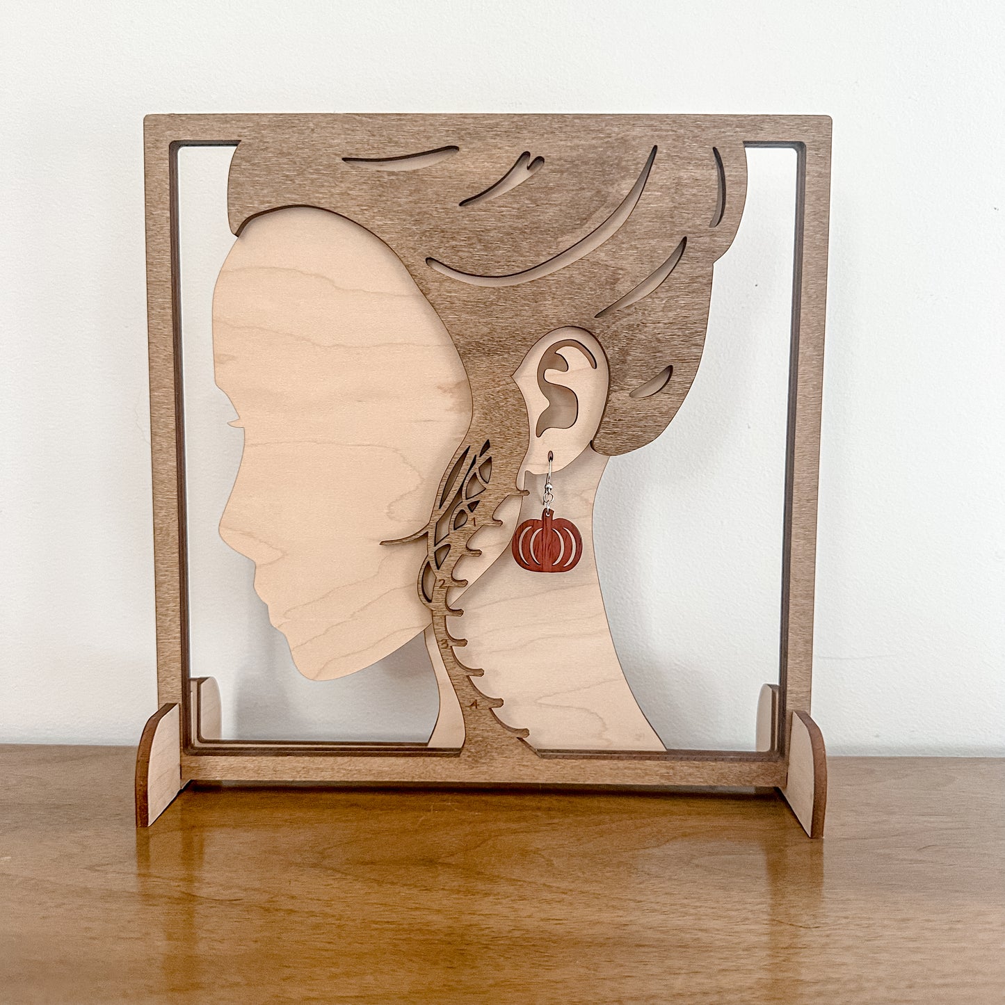 Pumpkin Earrings - mahogany wood