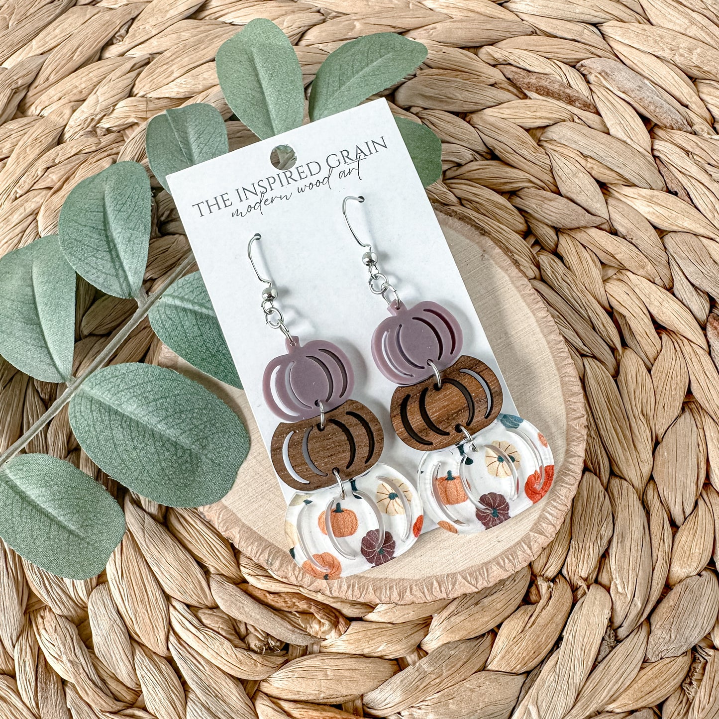 Pumpkin Stack Earrings - lavender