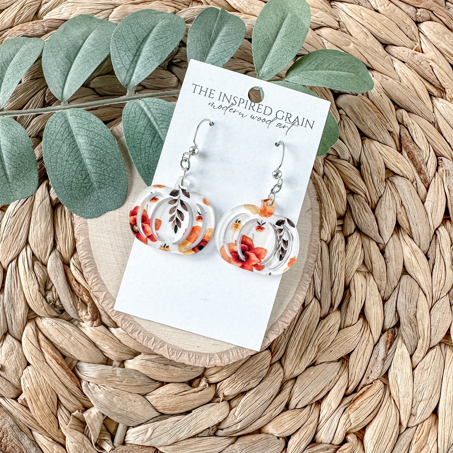 Pumpkin Earrings - fall floral