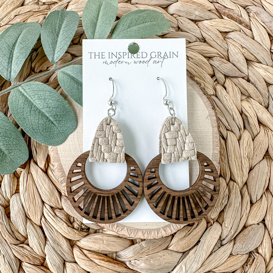 Radial Hoop Earrings - Buff Knit