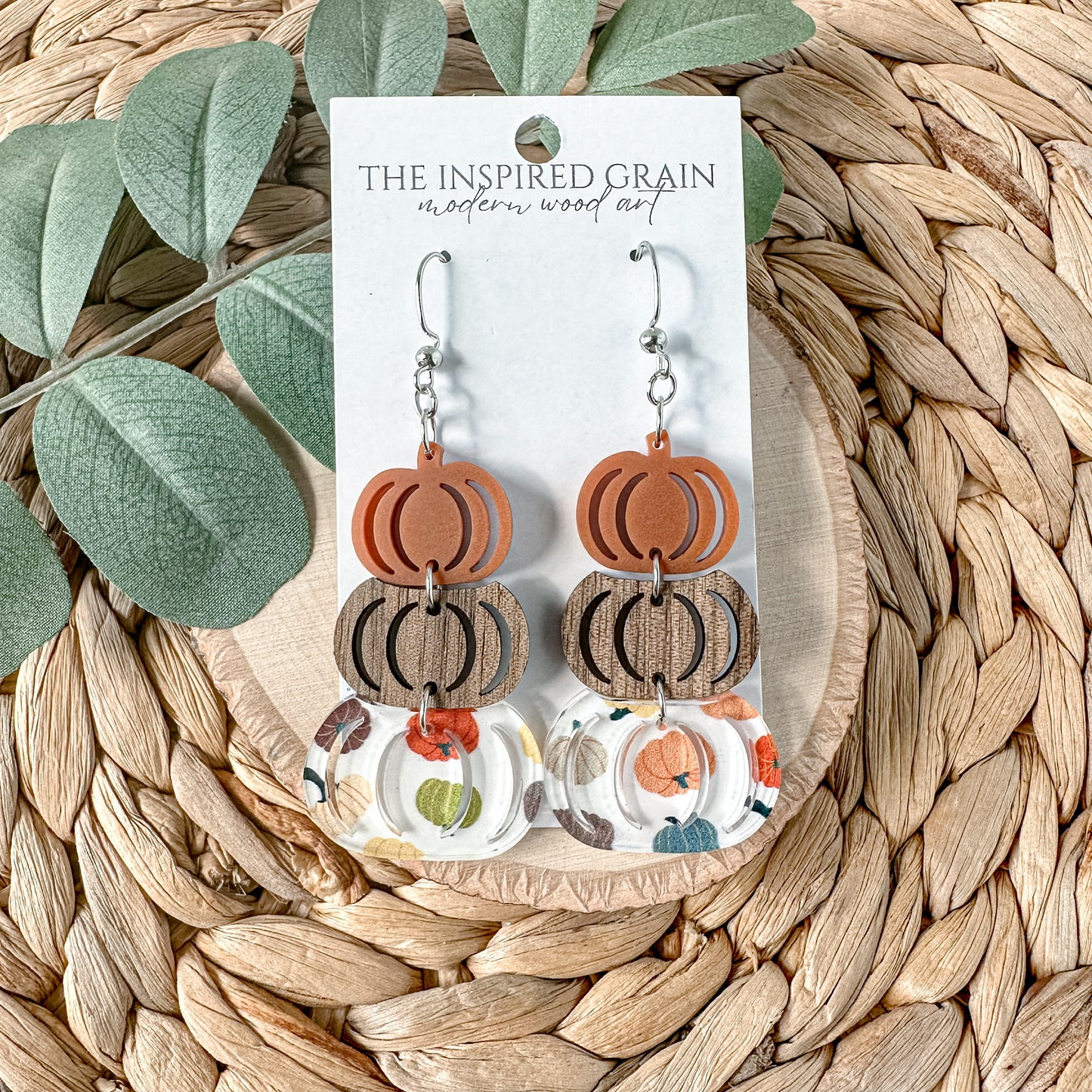 Pumpkin Stack Earrings - orange