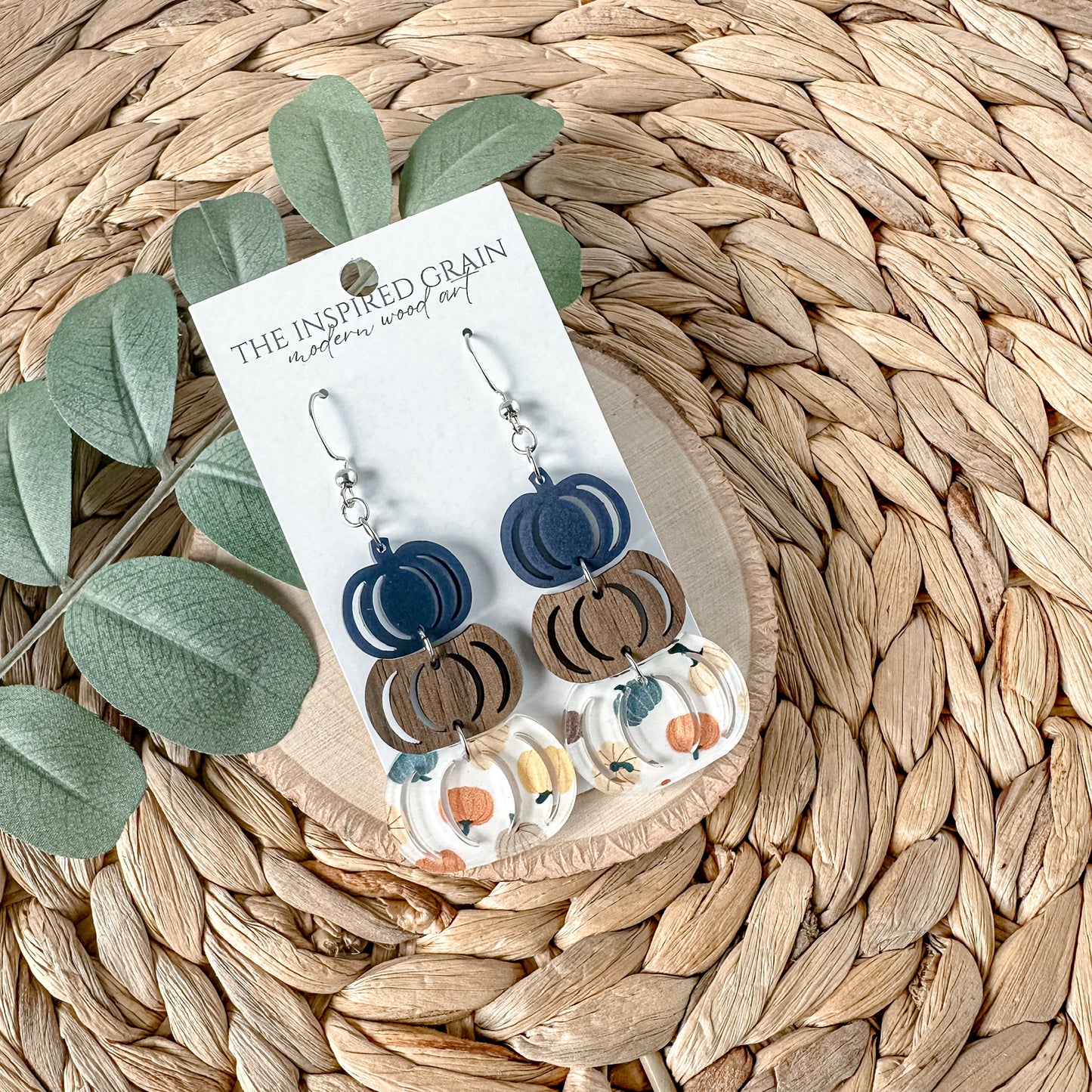 Pumpkin Stack Earrings - navy
