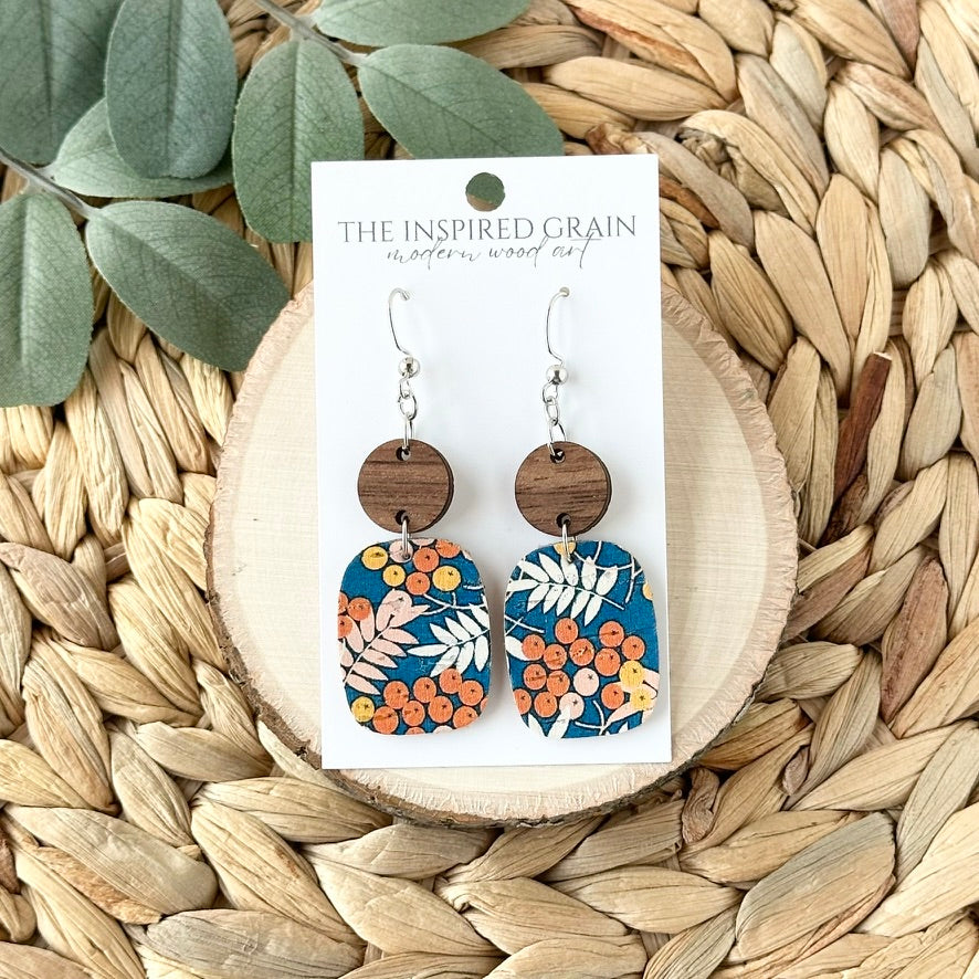 Rectangle Round Earrings - Fall Berries