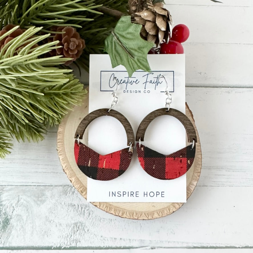 Split Arch Earrings - Buffalo Plaid