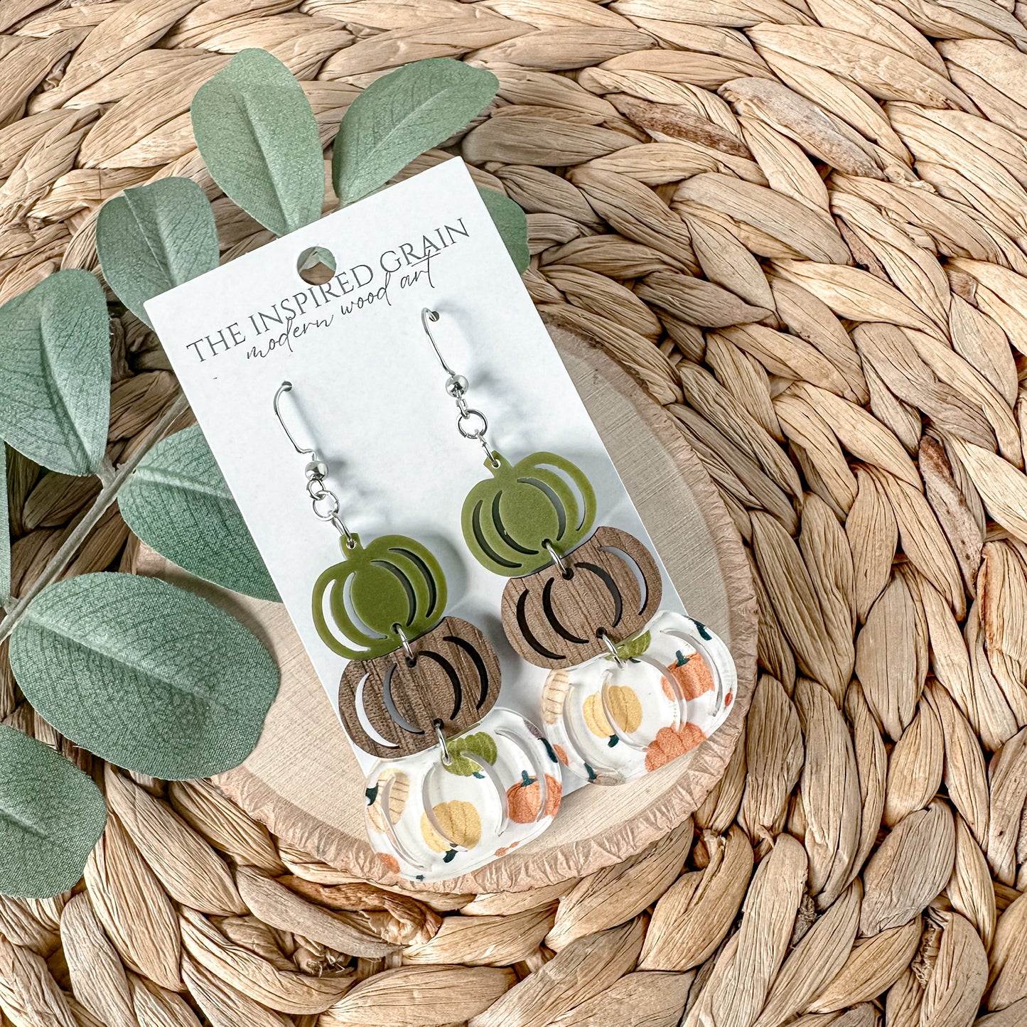 Pumpkin Stack Earrings - green