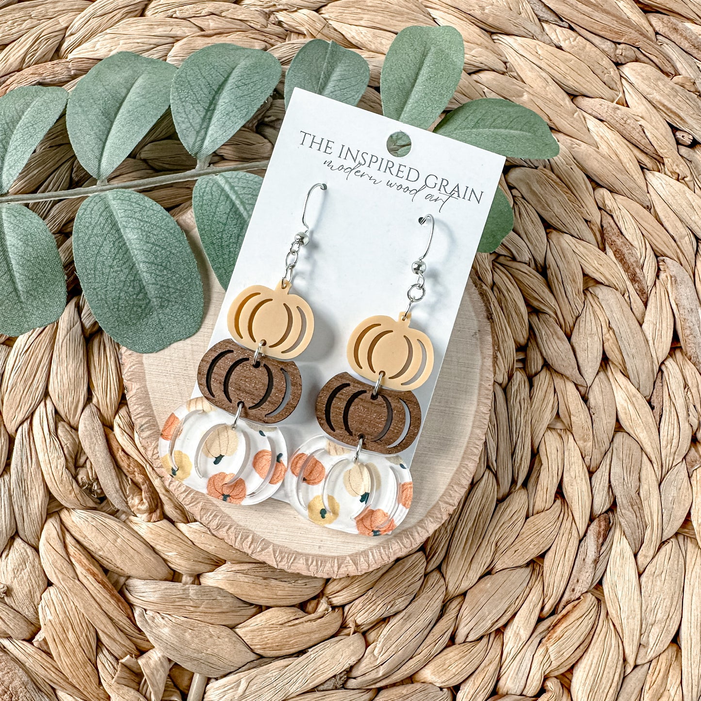 Pumpkin Stack Earrings - mustard