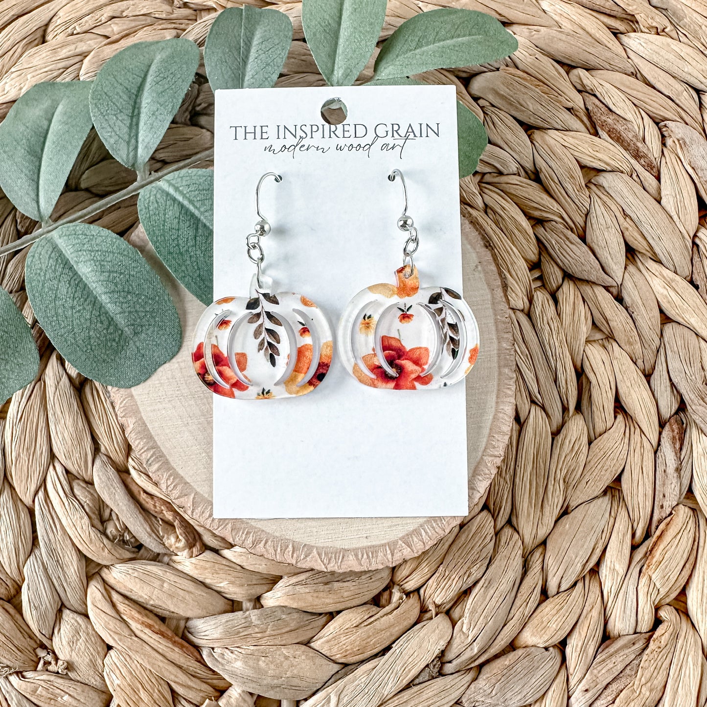 Pumpkin Earrings - fall floral