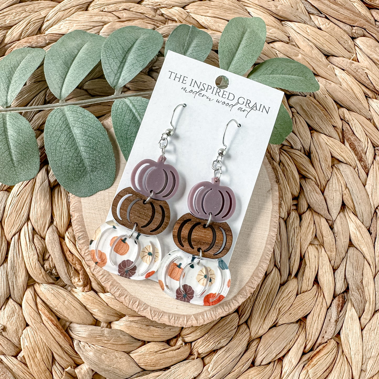 Pumpkin Stack Earrings - lavender