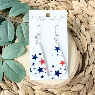 Oblong Earrings - Patriotic Stars