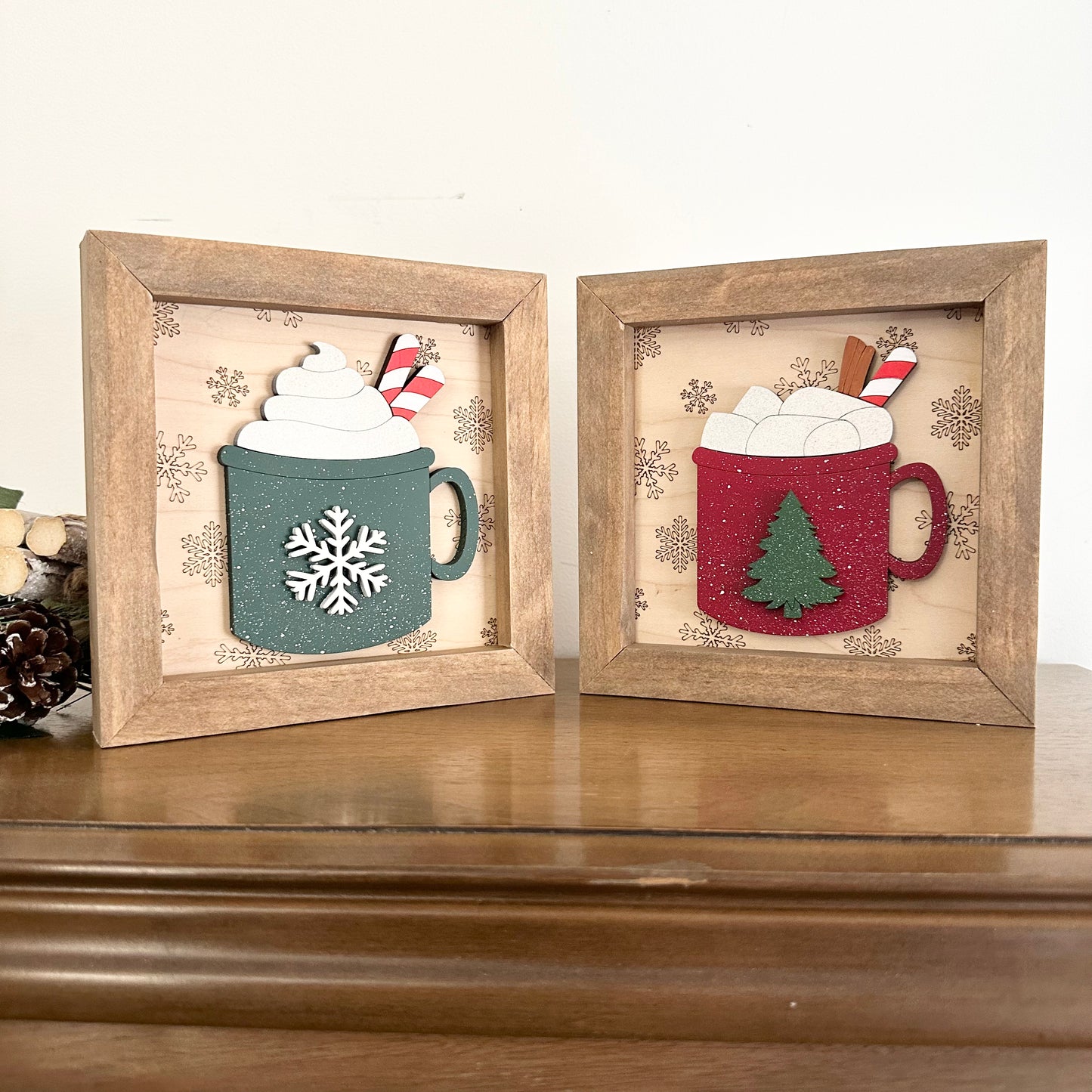 Snowflake Mug mini 3D wood sign