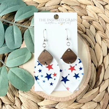 Split Petal Earrings - Patriotic Stars