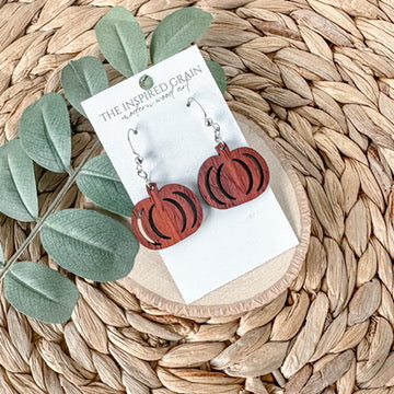 Pumpkin Earrings - paduk wood