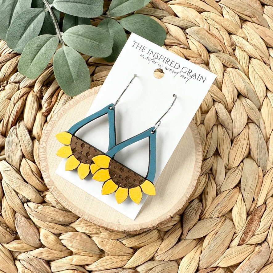 Sunflower Teardrop Earrings