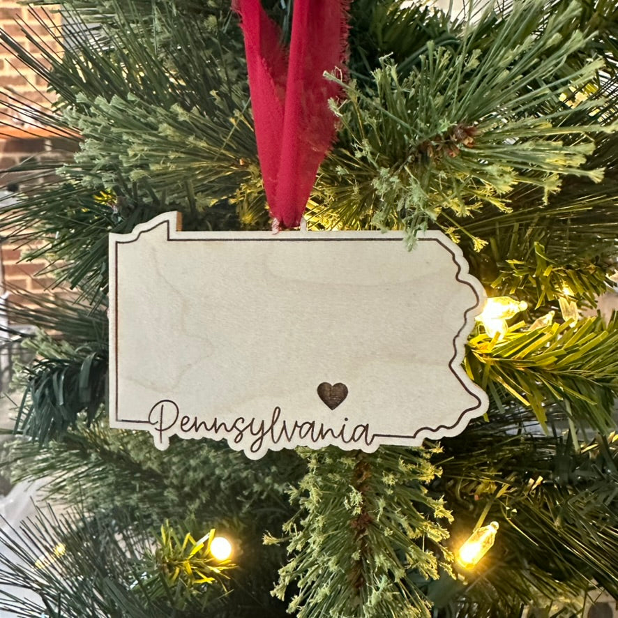 PA Heart Christmas Ornament