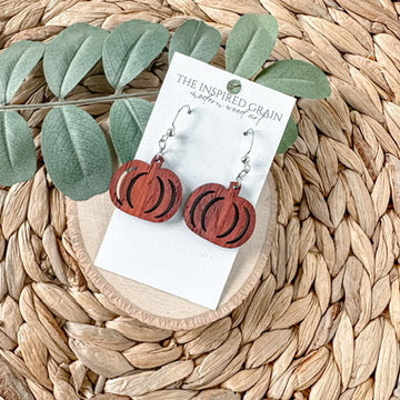 Pumpkin Earrings - paduk wood