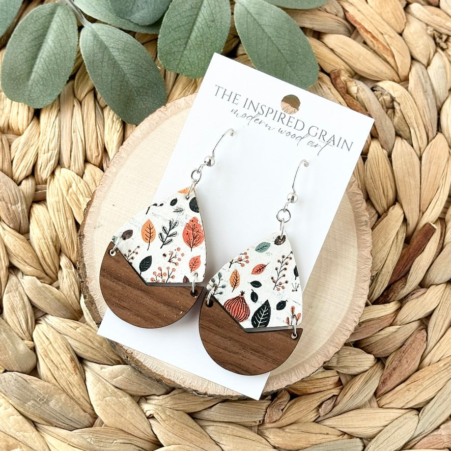 Split Teardrop Earrings - Fall Leaves