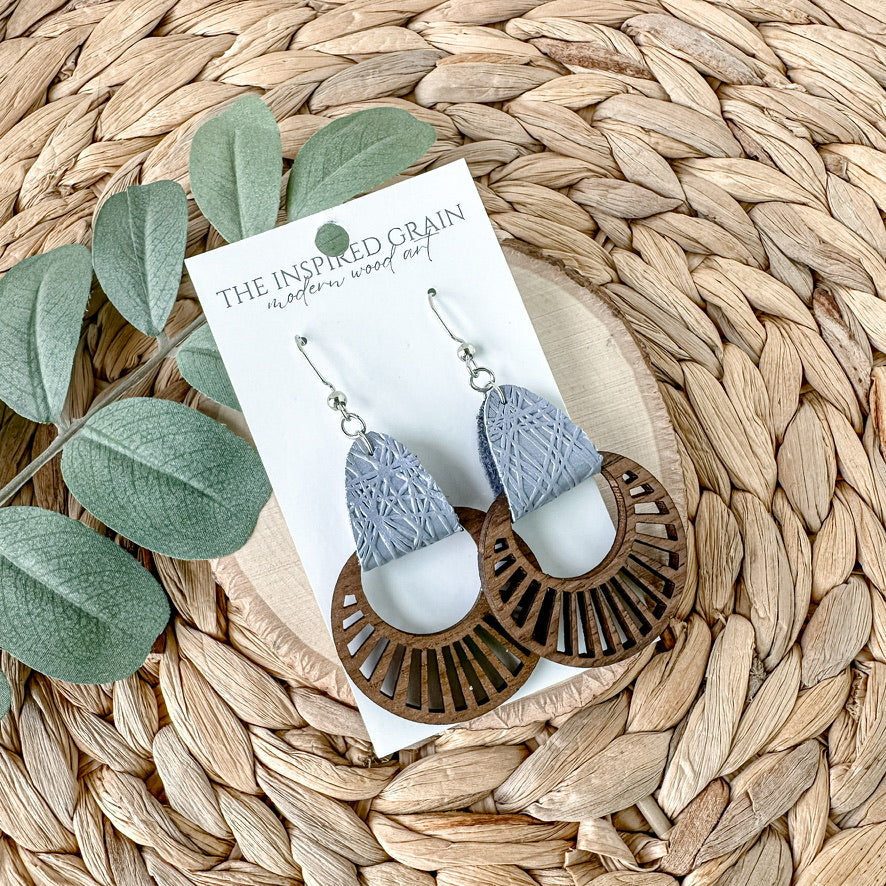 Radial Hoop Earrings - Lilac Abstract