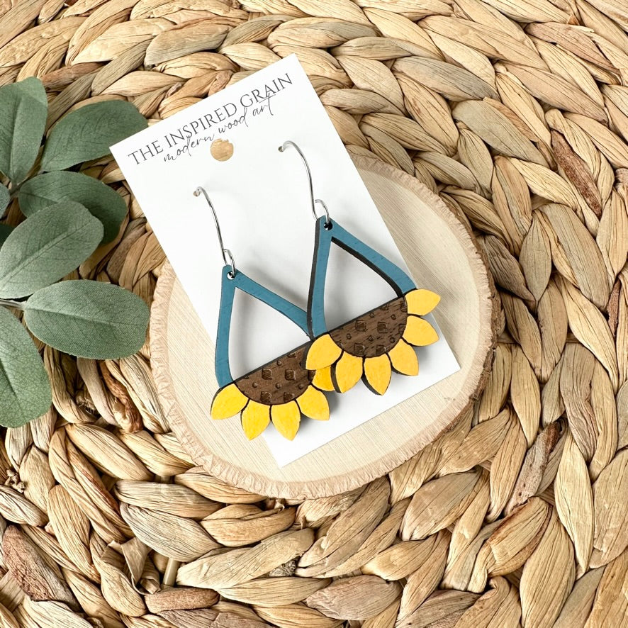 Sunflower Teardrop Earrings