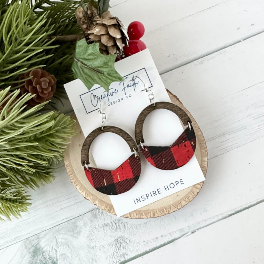 Split Arch Earrings - Buffalo Plaid