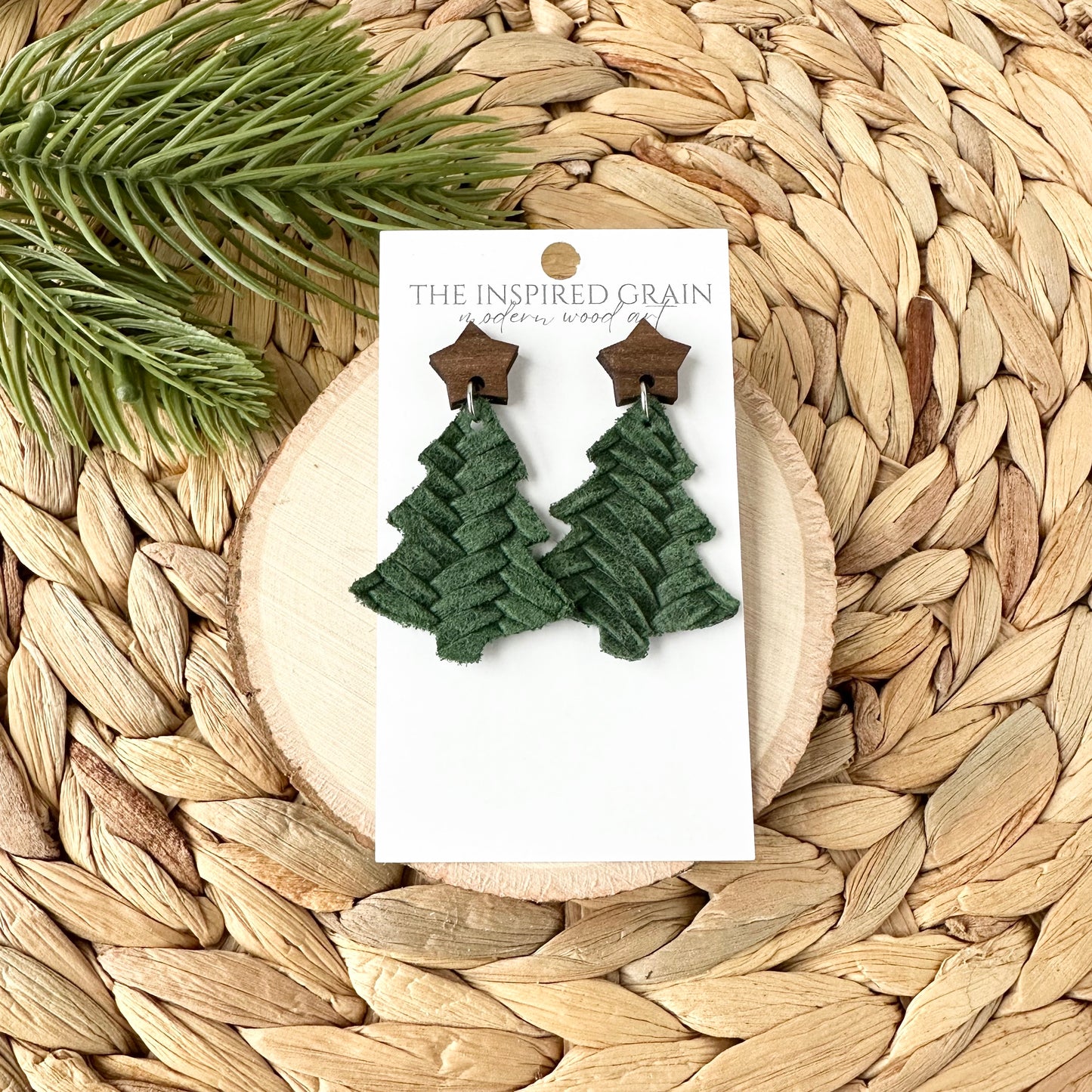 Christmas Tree Earrings - Evergreen Braid