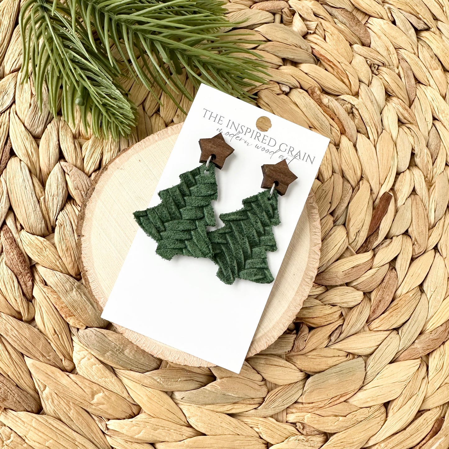 Christmas Tree Earrings - Evergreen Braid