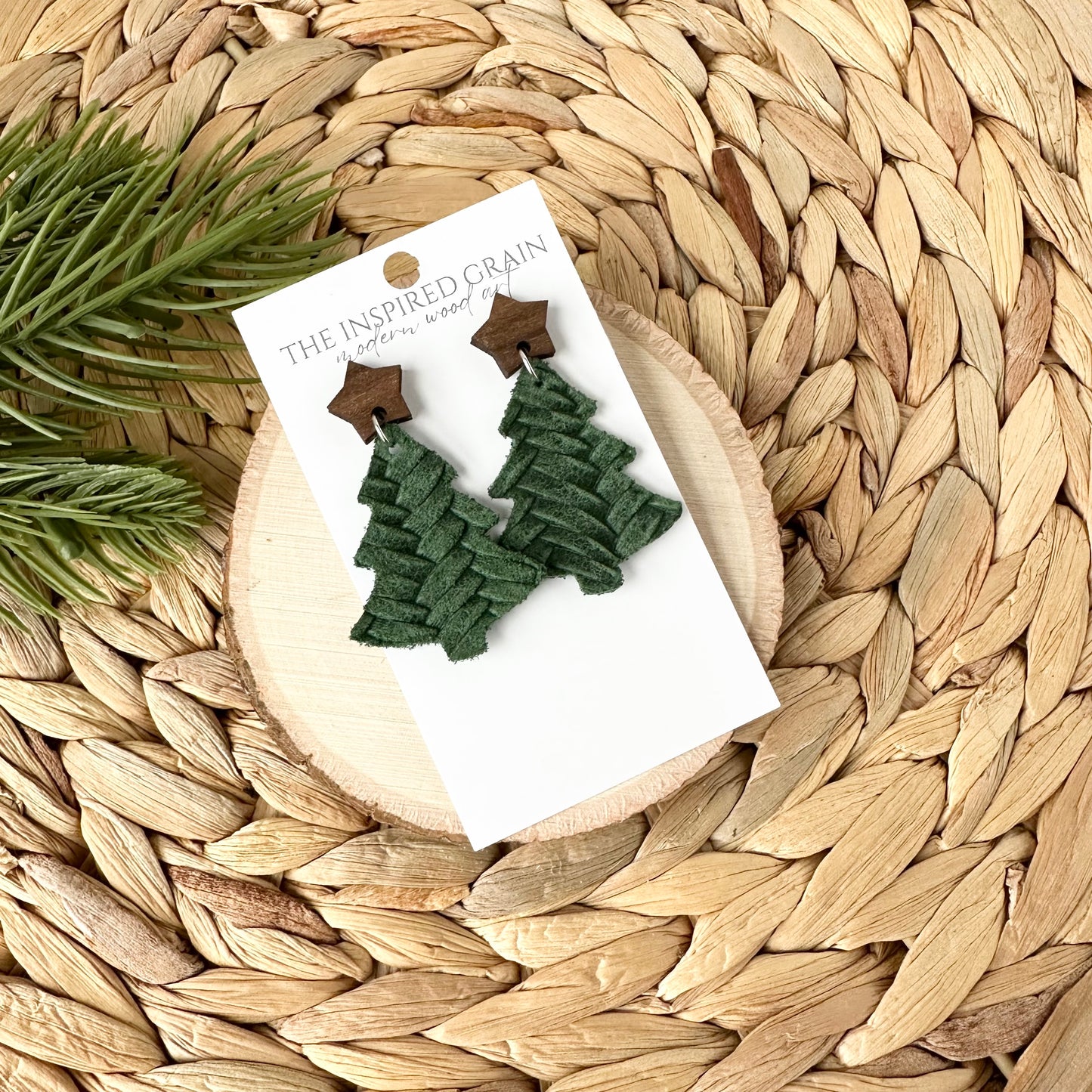 Christmas Tree Earrings - Evergreen Braid