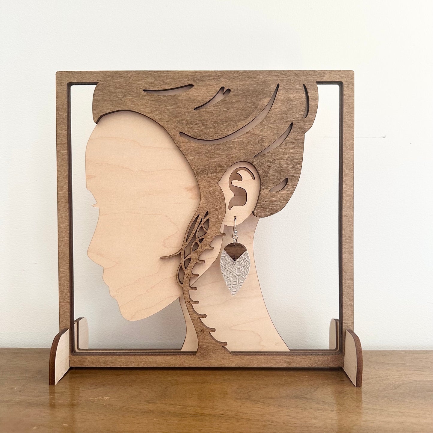Reverse Teardrop Earrings - Latte Dot