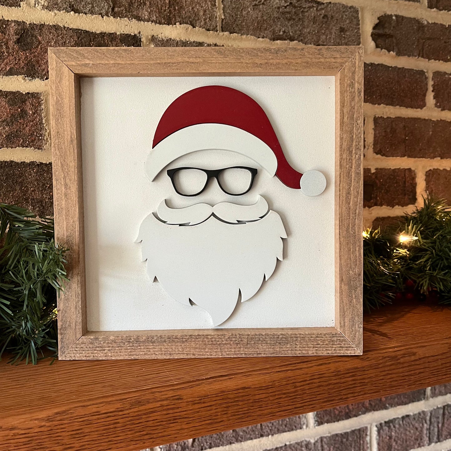 Santa with Glasses 3D wood sign