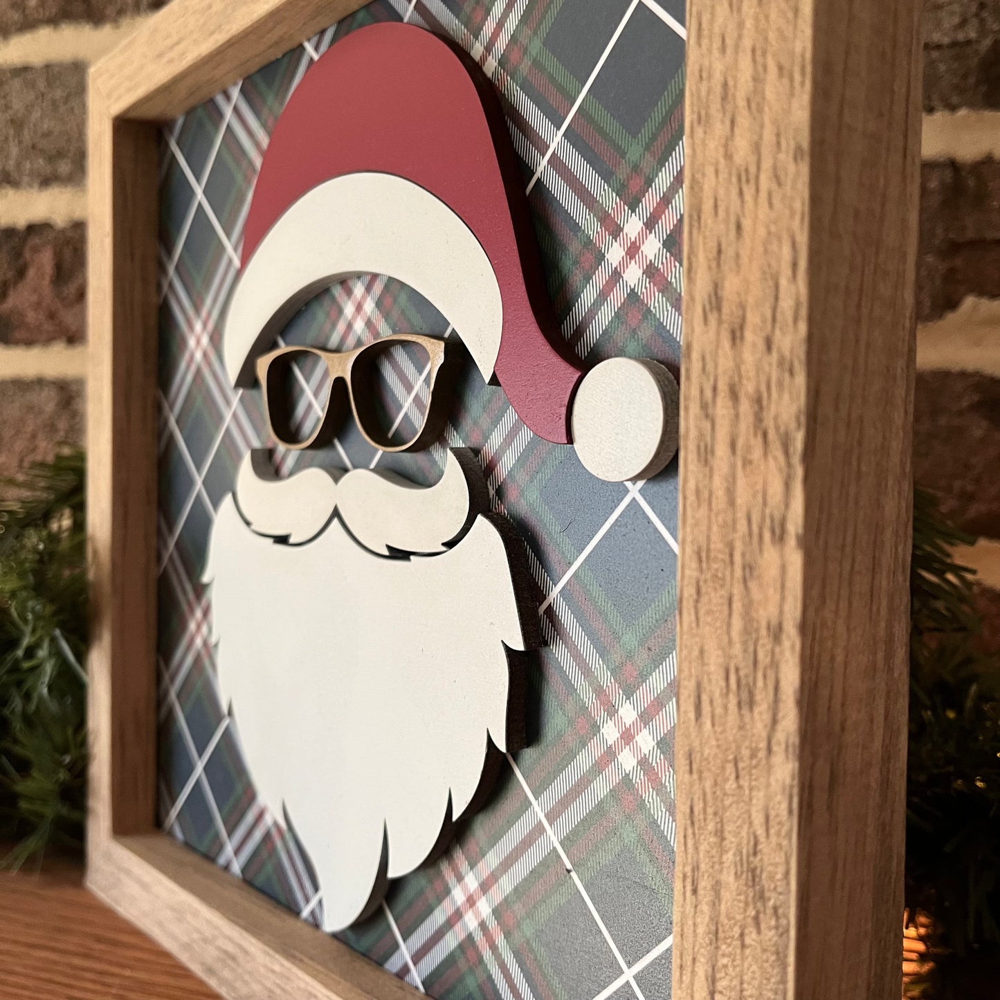 Santa with Glasses 3D wood sign