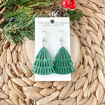 Christmas Tree Earrings - Shimmer Green