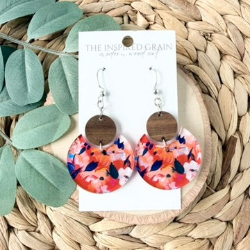 Split Circle Earrings - Americana Floral
