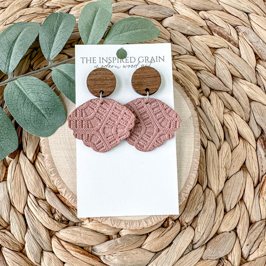 Scallop Earrings - Mauve Lace