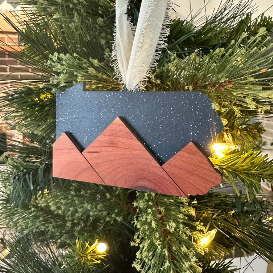 PA Mountains Christmas Ornament