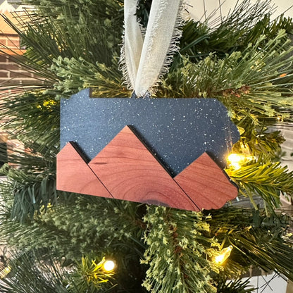 PA Mountains Christmas Ornament